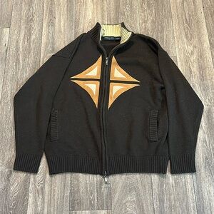 Jordan Craig collection dark brown with light brown vintage zip up sweater